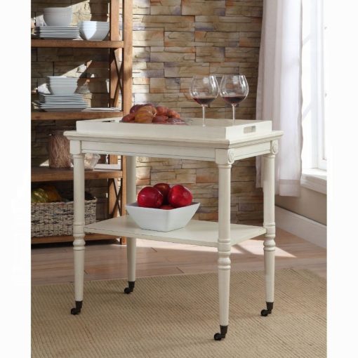Acme Frisco Antique White Serving Cart