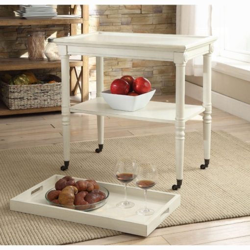 Acme Frisco Antique White Serving Cart - Image 7