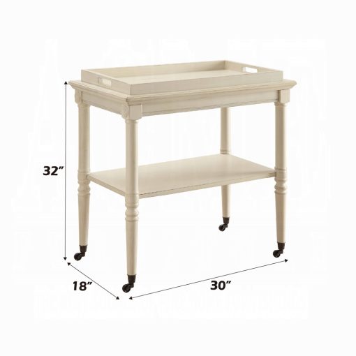 Acme Frisco Antique White Serving Cart - Image 8