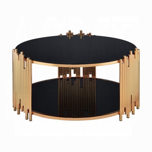 Acme Tanquin Black Glass & Gold Coffee Table - Image 2