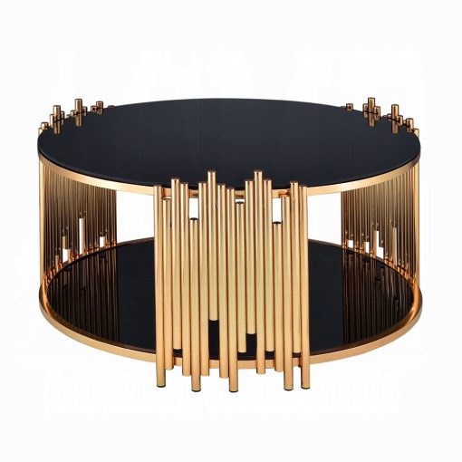 Acme Tanquin Black Glass & Gold Coffee Table - Image 3