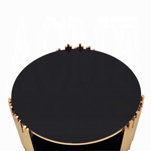 Acme Tanquin Black Glass & Gold Coffee Table - Image 4
