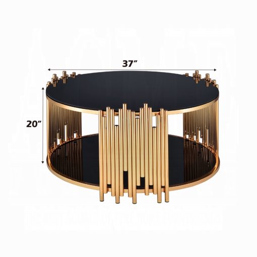 Acme Tanquin Black Glass & Gold Coffee Table - Image 7
