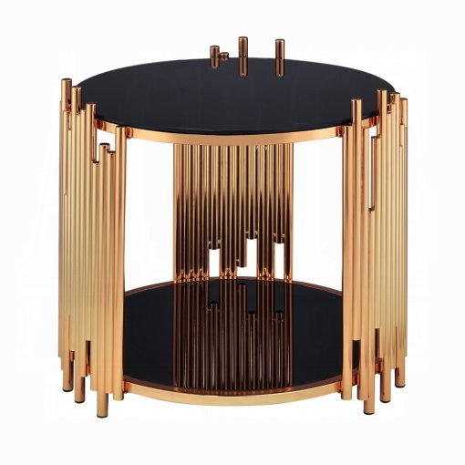 Acme Tanquin Black Glass & Gold End Table - Image 2