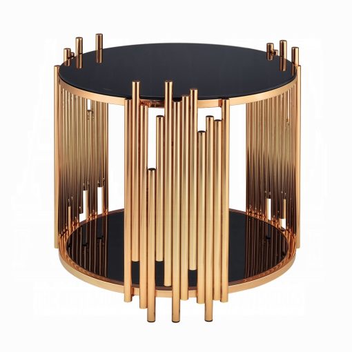 Acme Tanquin Black Glass & Gold End Table - Image 3