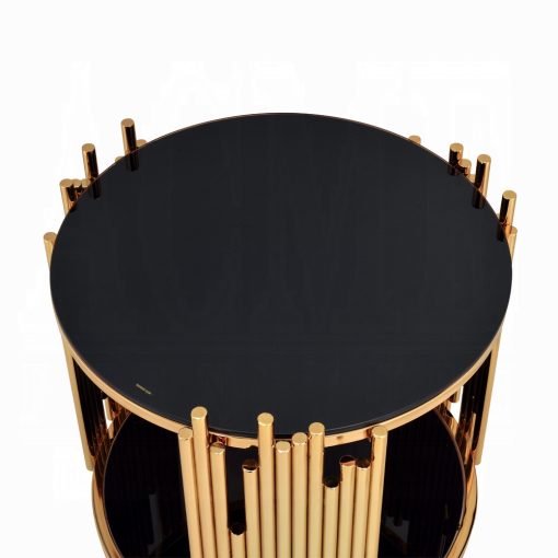 Acme Tanquin Black Glass & Gold End Table - Image 4