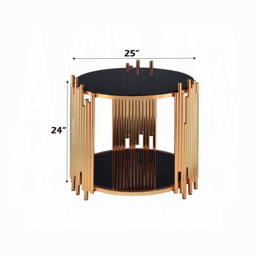 Acme Tanquin Black Glass & Gold End Table - Image 7