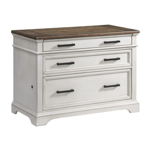 Intercon Drake Rustic White and French Oak Lateral File Cabinet