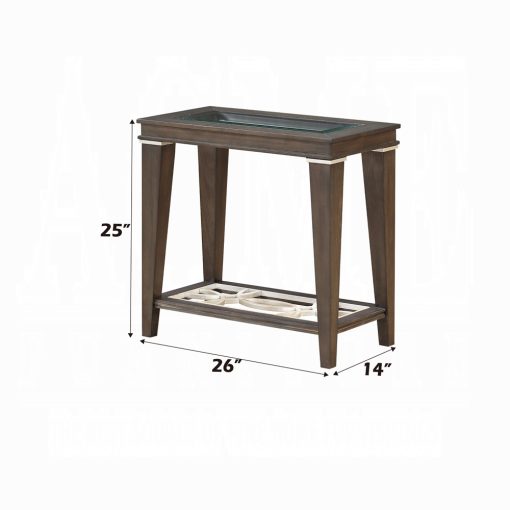 Acme Peregrine Clear Glass & Walnut Accent Table - Image 2