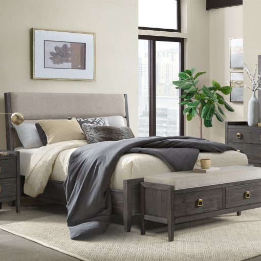 Intercon Portia Brushed Brindle Upholstered Bed - Image 5