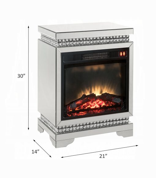 Acme Lotus Mirrored & Faux Ice Cube Crystals Fireplace - Image 6