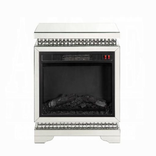 Acme Lotus Mirrored & Faux Ice Cube Crystals Fireplace - Image 5