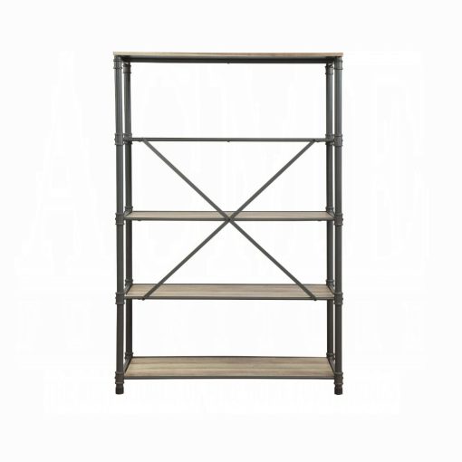 Acme Itzel Antique Oak & Sandy Gray Bookshelf - Image 3