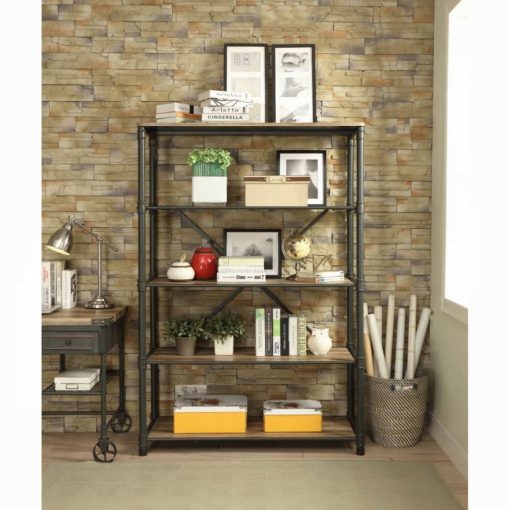 Acme Itzel Antique Oak & Sandy Gray Bookshelf