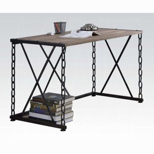 Acme Jodie Rustic Oak & Antique Black Writing Desk - Image 2