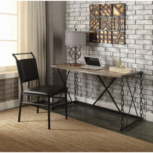 Acme Jodie Rustic Oak & Antique Black Writing Desk