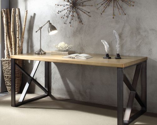Acme Jennavieve Gold Aluminum Executive Writing Desk