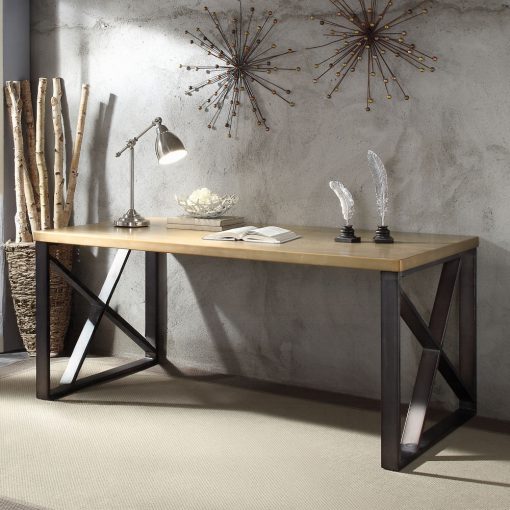 Acme Jennavieve Gold Aluminum Executive Writing Desk