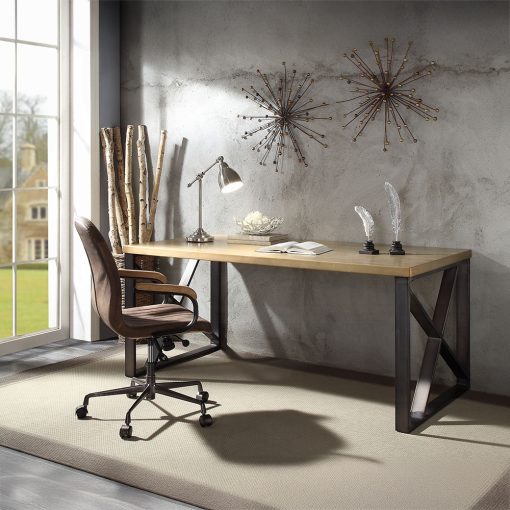 Acme Jennavieve Gold Aluminum Executive Writing Desk - Image 6