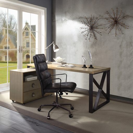 Acme Jennavieve Gold Aluminum Executive Writing Desk - Image 7