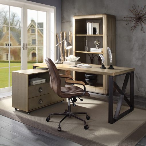 Acme Jennavieve Gold Aluminum Executive Writing Desk - Image 9