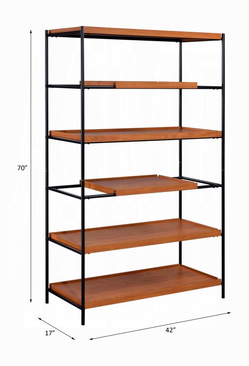 Acme Oaken Honey Oak & Black Bookshelf - Image 4