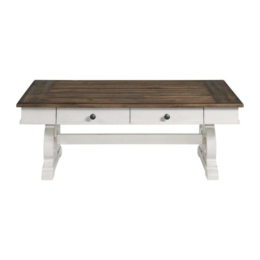 Intercon Drake Rustic White and French Oak Coffee Table - Image 2