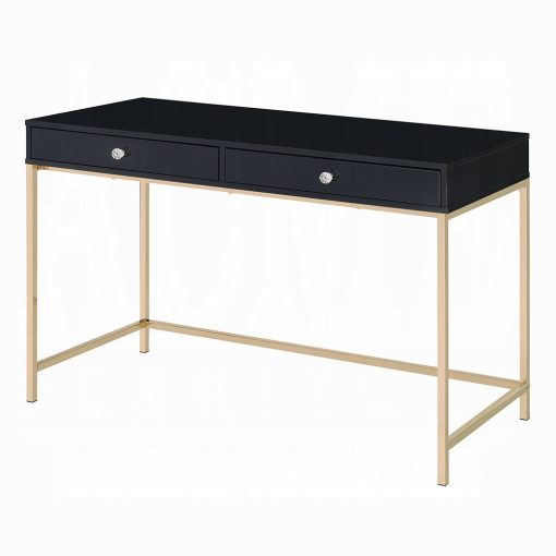 Acme Ottey Black High Gloss & Gold Writing Desk - Image 2