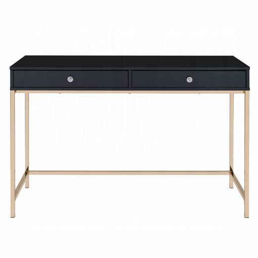 Acme Ottey Black High Gloss & Gold Writing Desk - Image 3