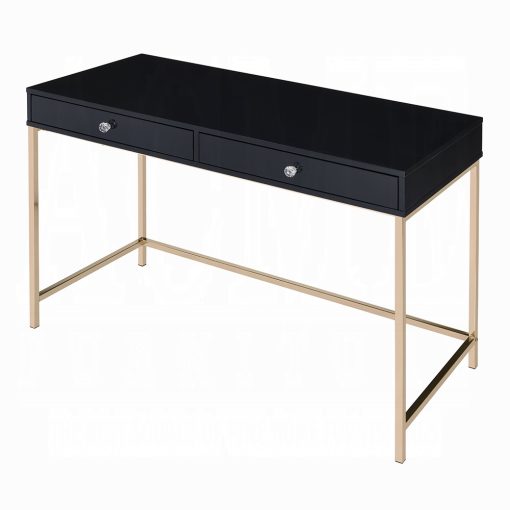 Acme Ottey Black High Gloss & Gold Writing Desk - Image 4