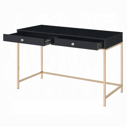 Acme Ottey Black High Gloss & Gold Writing Desk - Image 5