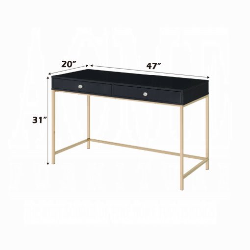 Acme Ottey Black High Gloss & Gold Writing Desk - Image 6