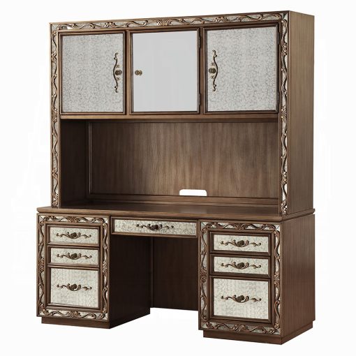 Acme Orianne Antique Gold Executive Computer Desk with Hutch - Image 2