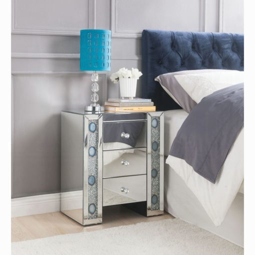 Acme Sonia Mirrored & Faux Agate Stone Accent Table