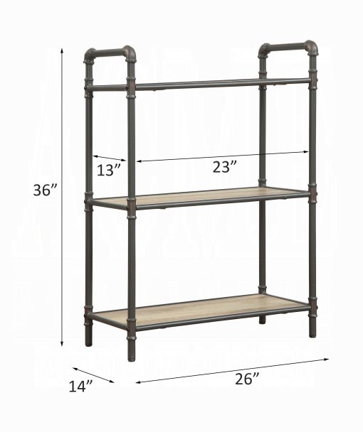 Acme Itzel Antique Oak & Sandy Gray Bookshelf - Image 9