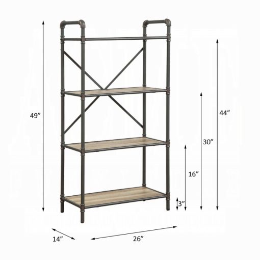 Acme Itzel Antique Oak & Sandy Gray Bookshelf - Image 10