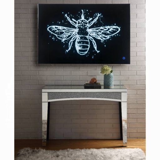 Acme Talisha Smoky Glass & Faux Crystal Butterfly Wall Art with Led
