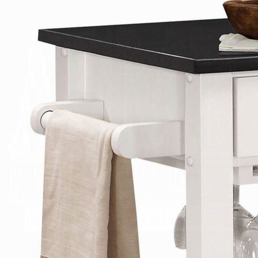 Acme Ottawa Black Wooden Top & White Kitchen Cart - Image 3