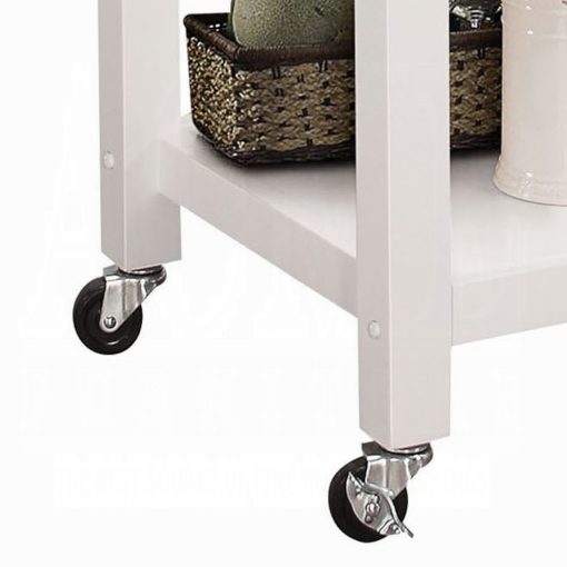 Acme Ottawa Black Wooden Top & White Kitchen Cart - Image 4
