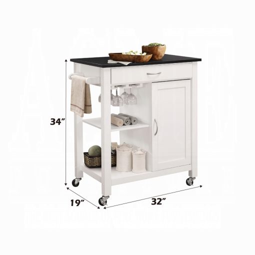 Acme Ottawa Black Wooden Top & White Kitchen Cart - Image 9