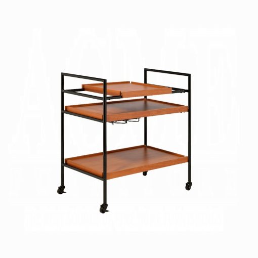 Acme Oaken Honey Oak & Black Serving Cart - Image 2