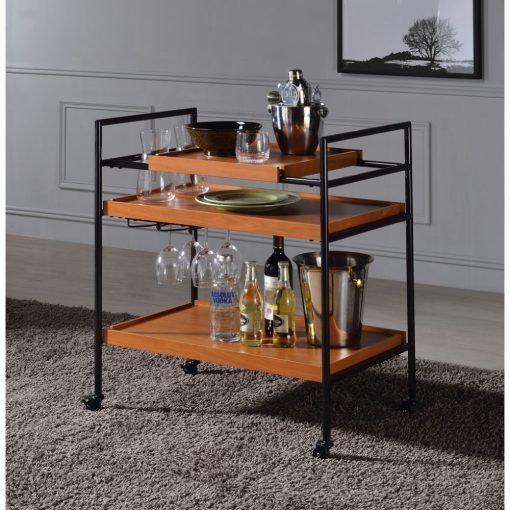 Acme Oaken Honey Oak & Black Serving Cart