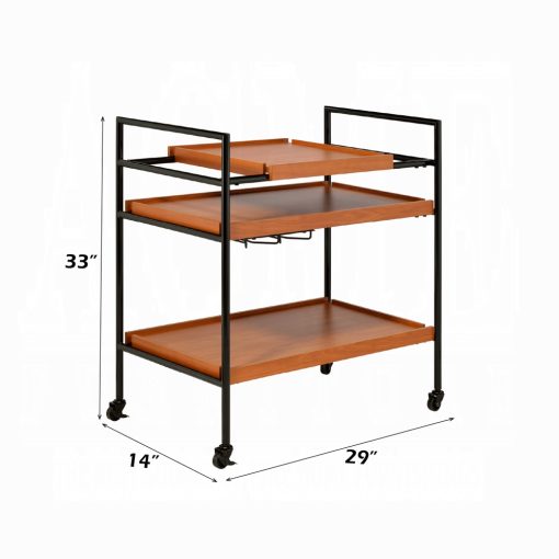 Acme Oaken Honey Oak & Black Serving Cart - Image 4