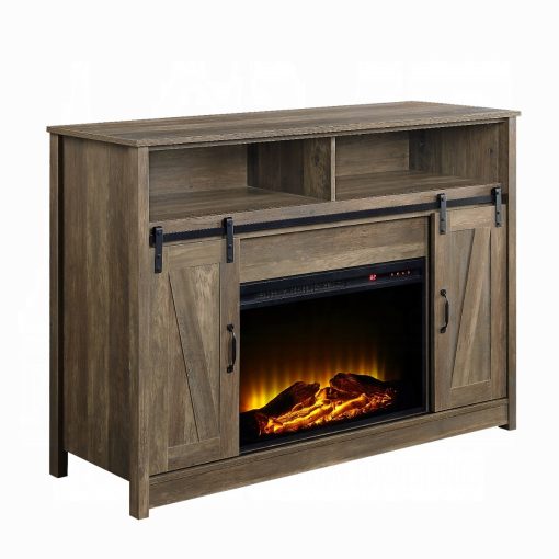 Acme Tobias Rustic Oak Fireplace - Image 2