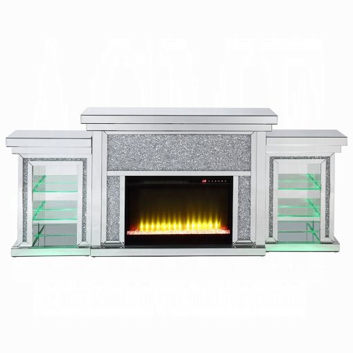 Acme Noralie Mirrored & Faux Diamonds Fireplace with Led - Image 17