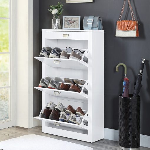 Acme Pagan White High Gloss Shoe Cabinet