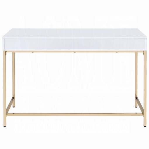 Acme Ottey White High Gloss & Gold Writing Desk (Same AC00899) - Image 4