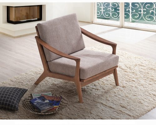 Acme Lide Light Brown Fabric & Brown Accent Chair