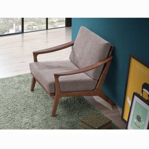 Acme Lide Light Brown Fabric & Brown Accent Chair - Image 7