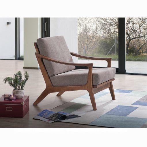 Acme Lide Light Brown Fabric & Brown Accent Chair - Image 8